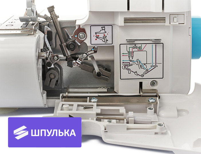 Прекрасно работает на всех видах тканей, сшивает трикотаж и кожу - Оверлок Chayka Чайка 547 — изображение 6