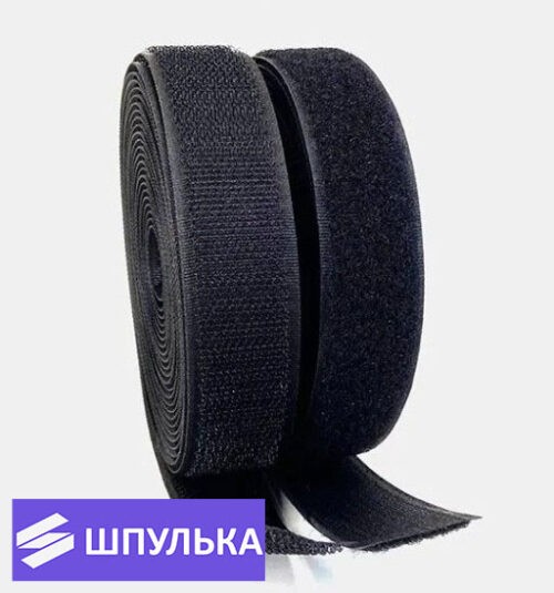 Лента контактная 30 мм, цвет: чёрный (1 м)
