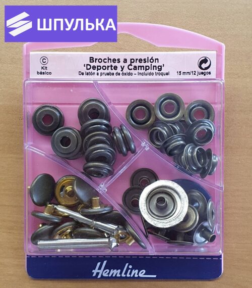 Набор кнопок Hemline H405S.A 15 мм, античная латунь, 12 шт.
