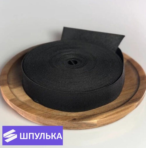 Резинка ткацкая 30 мм, цвет: чёрный (рул. 40 м)