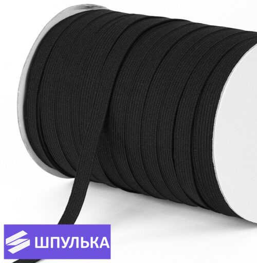 Резинка вязаная 10 мм, цвет: чёрный (рул. 100 м)