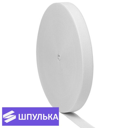 Резинка вязаная 20 мм, цвет: белый (рул. 50 м)