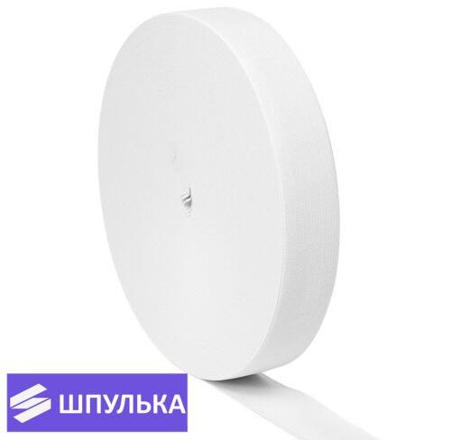 Резинка вязаная 35 мм, цвет: белый (рул. 50 м)