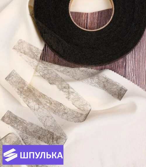 Клеевая паутинка 15 мм, цвет: черный (100 м)