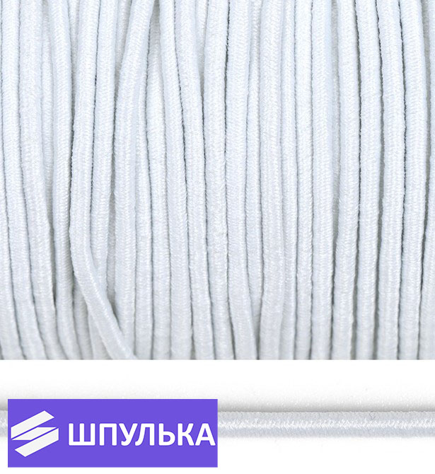 Резинка шляпная 2 мм, цвет: белый (1 м) — изображение 2