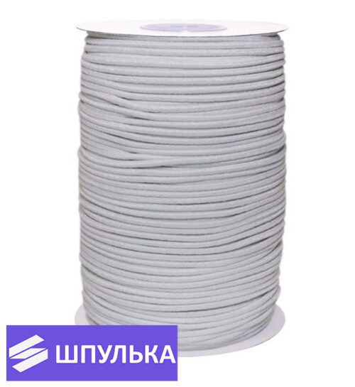 Резинка шляпная 2 мм, цвет: белый (1 м)