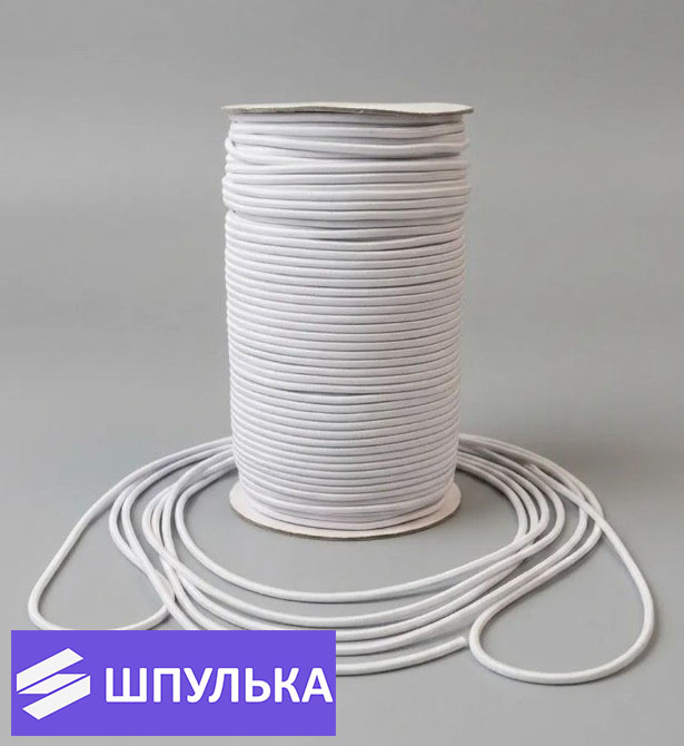 Резинка шляпная 3 мм, цвет: белый, черный (1 м) — изображение 2