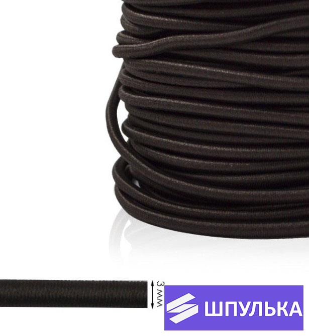 Резинка шляпная 3 мм, цвет: белый, черный (1 м) — изображение 4