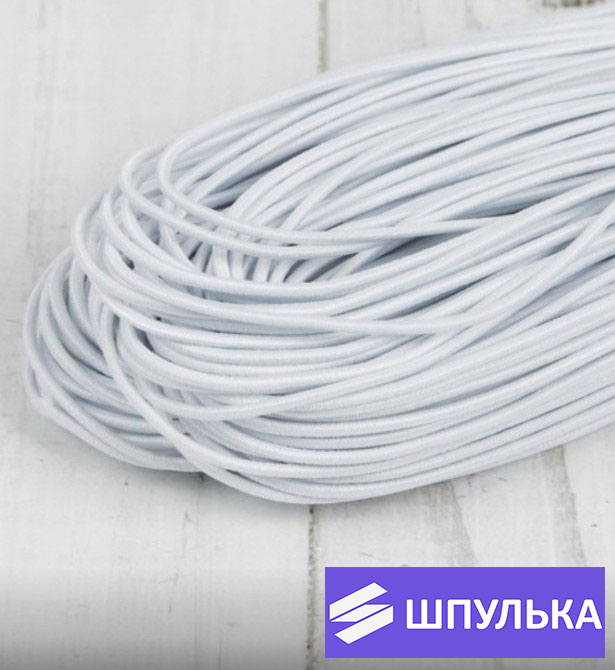Резинка шляпная 3 мм, цвет: белый, черный (1 м) — изображение 3
